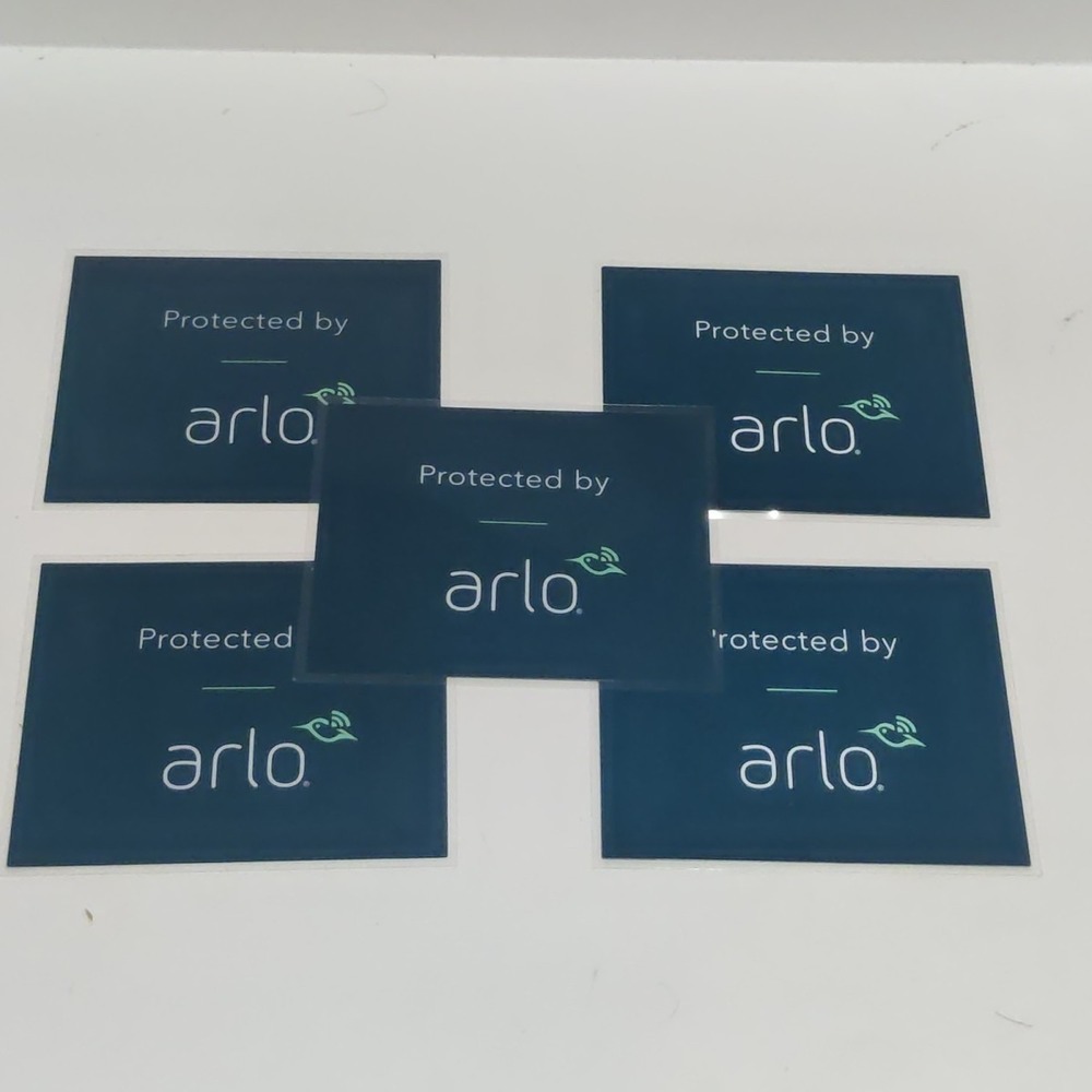 Netgear Arlo Blue Sticker Decal "Protected‎ by Arlo" 3x3.5" (5-pack) New